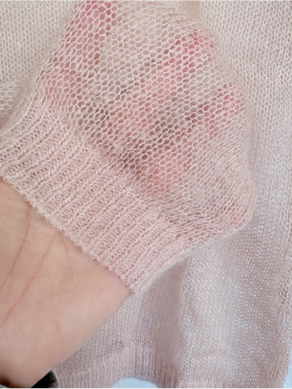 Dynamite Crewneck Mohair Sheer Granola Sweater Soft Goblin Pink Blush Sz Small - Picture 8 of 10